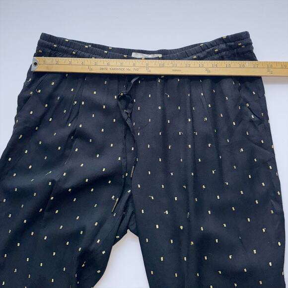 Joie Sayla Pants Women’s L Caviar Black Gold Dot Silk Blend Pull On Tapered Leg - Picture 10 of 13